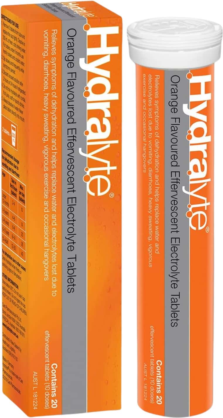 Hydralyte Effervescent Electrolyte Tablets | Adults | Orange | 20 Tablets