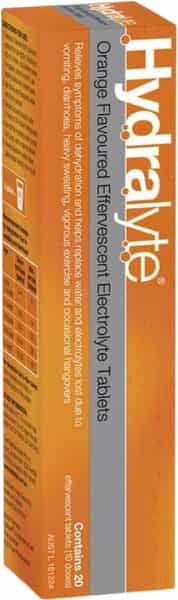 Hydralyte Effervescent Electrolyte Tablets | Adults | Orange | 20 Tablets