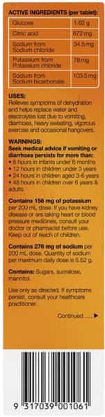 Hydralyte Effervescent Electrolyte Tablets | Adults | Orange | 20 Tablets