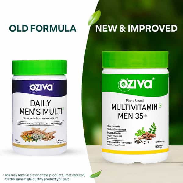 Oziva Plant Based Multivitamins For Men 35+ | For Heart & Muscle Health | Stamina & Performance