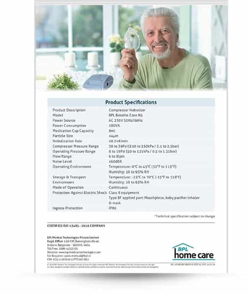 Bpl Breathe Ezee N5 Compressor Nebulizer