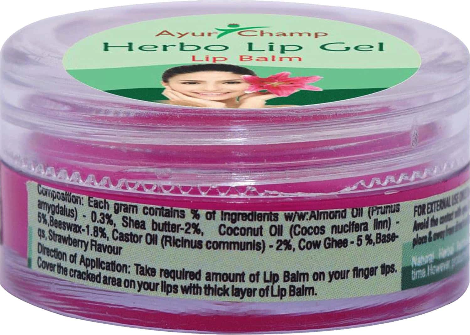 Buy AYUR CHAMP LIP BALM LIP GEL WITH STRAWBERRY FLAVOUR 5GMS PACK