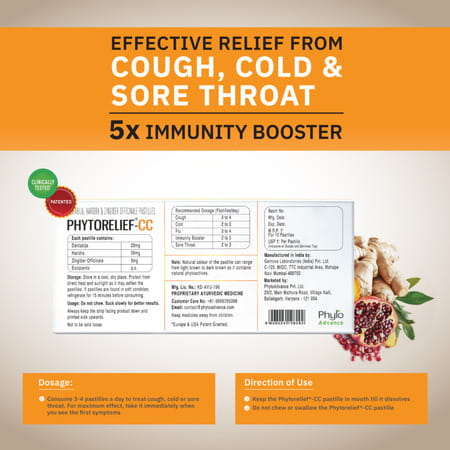 Phytorelief-Cc - Helpful In Boosting Immunity | Cough | Cold And Sore Throat | Pack Of 9