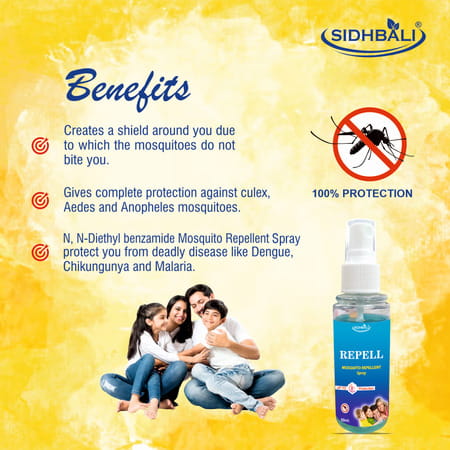 Sidhbali Repell Mosquito Repellent Spray | Long-Lasting | Skin-Friendly & Safe For Kids - 50ml