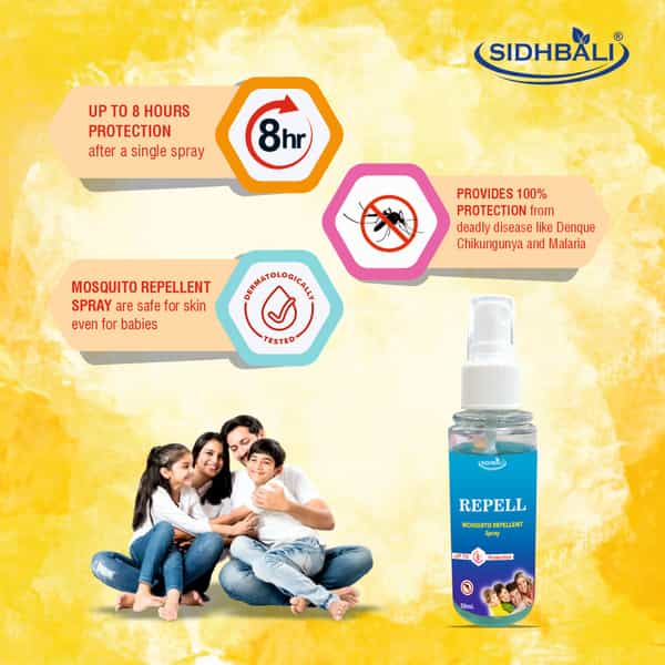 Sidhbali Repell Mosquito Repellent Spray | Long-Lasting | Skin-Friendly & Safe For Kids - 50Ml
