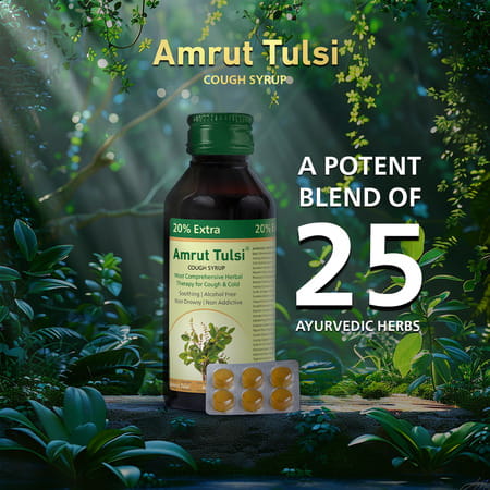 Amrut Tulsi Cough Syrup |For Cough And Throat Irritation | Alcohol Free |- 120 Ml (Pack Of 3)