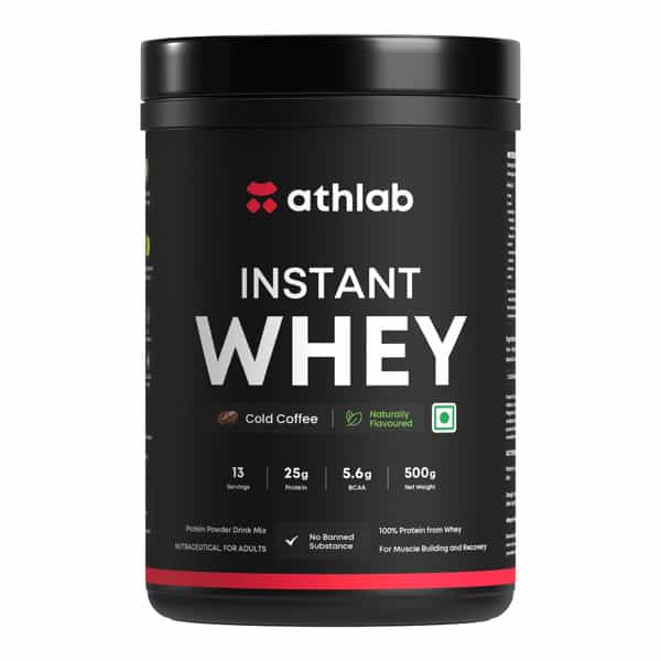 Athlab Instant Whey Protein | 25G Protein | No Preservatives | Cold Coffee | 500G