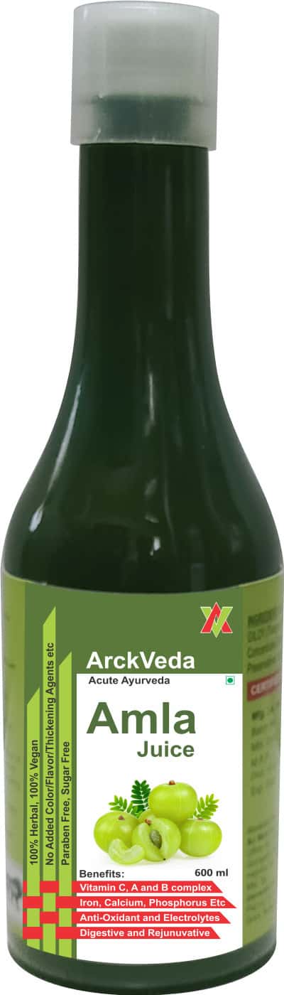 Arckveda Pure Amla Juice Rich In Vitamin C B Complex And Digestive Fibres - 600 Ml