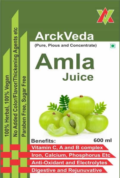 Arckveda Pure Amla Juice Rich In Vitamin C B Complex And Digestive Fibres - 600 Ml