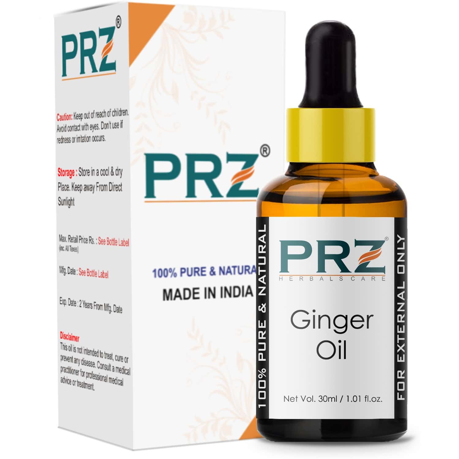 Prz Ginger Essential Oil (30ml) - Pure Natural & Therapeutic Grade Oil (30 Ml)