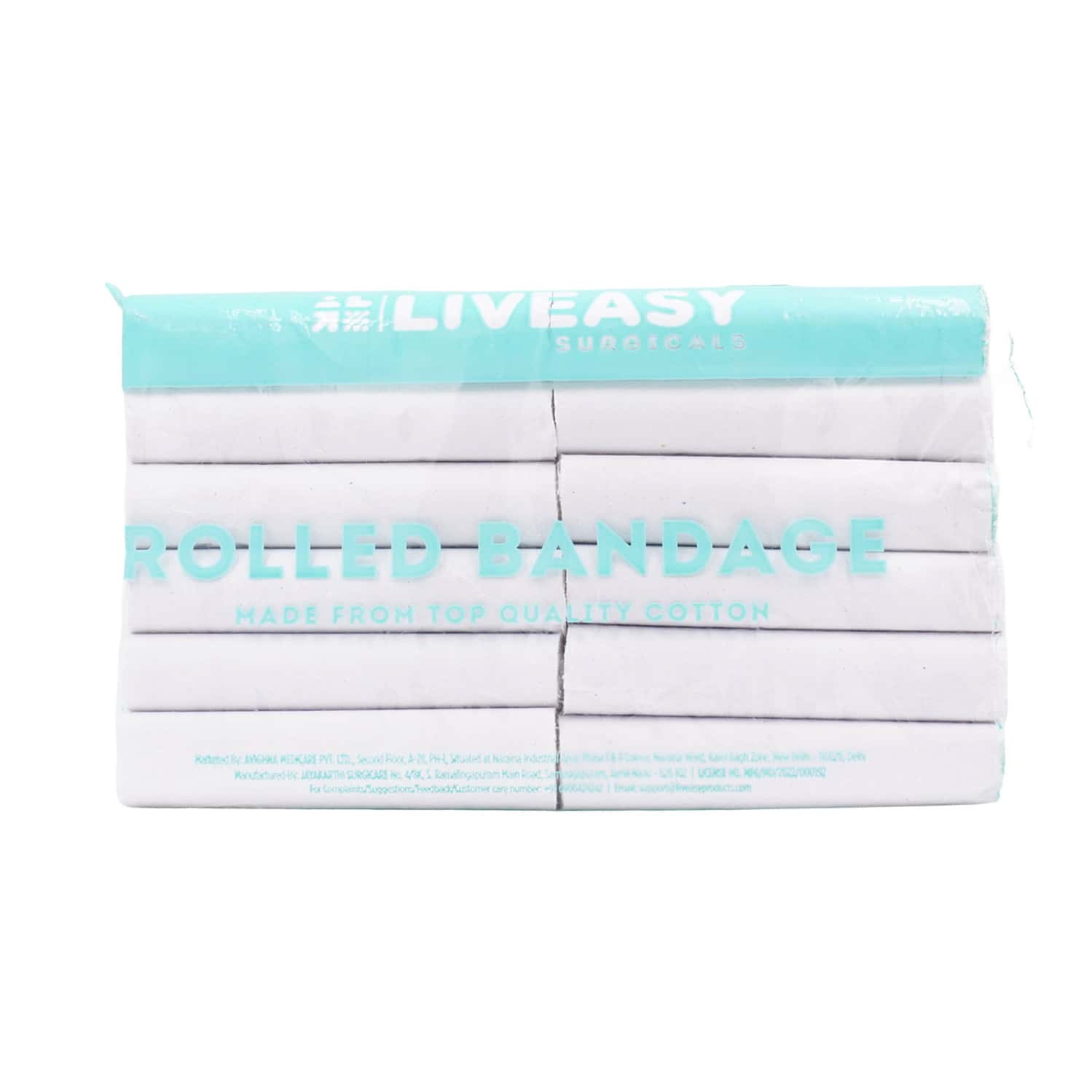 Liveasy Surgical's Rolled Bandage Pack Of 12 10cmx3mt