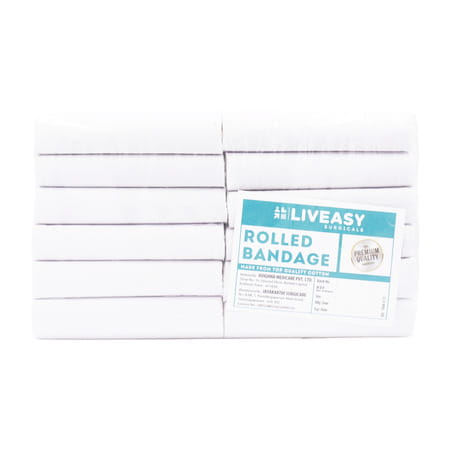 Liveasy Surgical'S Rolled Bandage Pack Of 12 10cmx3mt