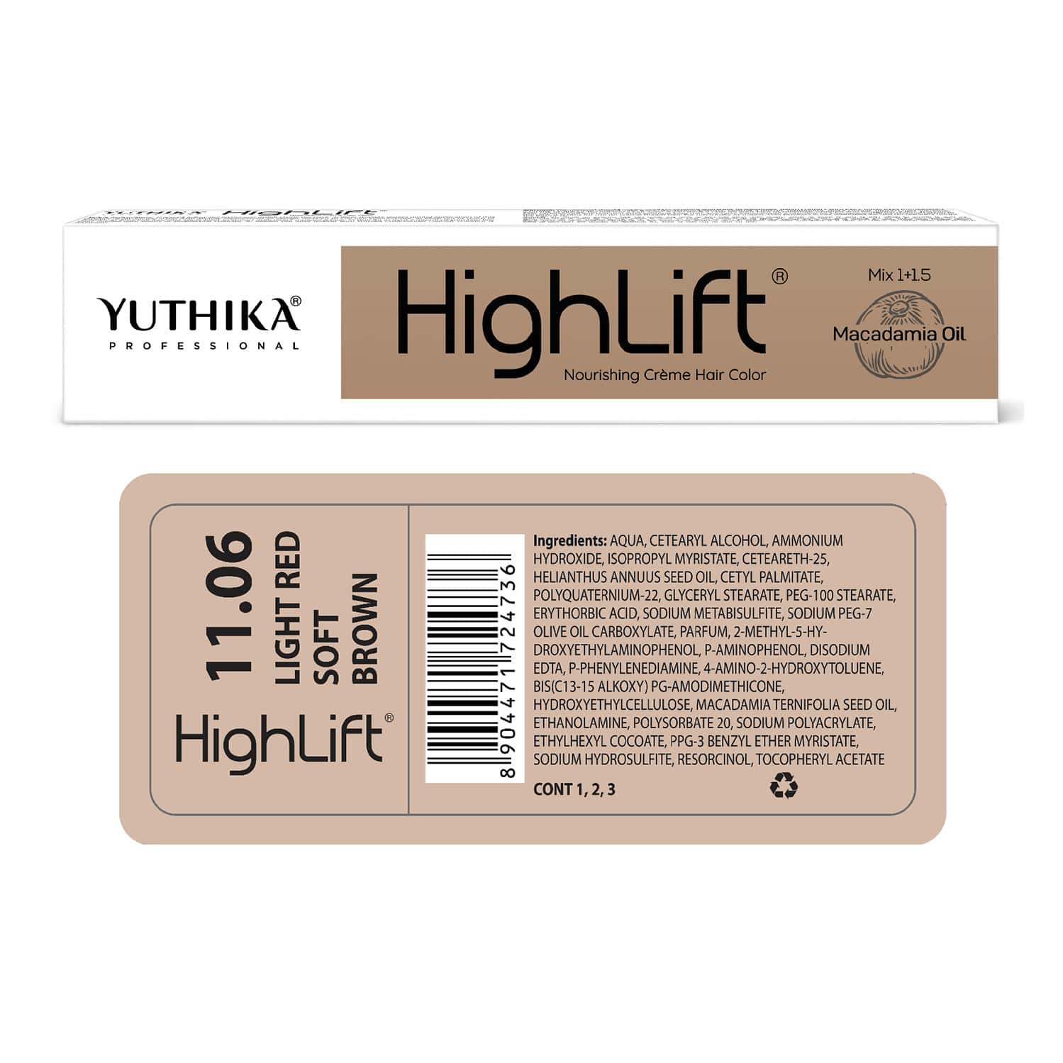 Yuthika Professional Highlift 11.06 Light Red Soft Brown 50g
