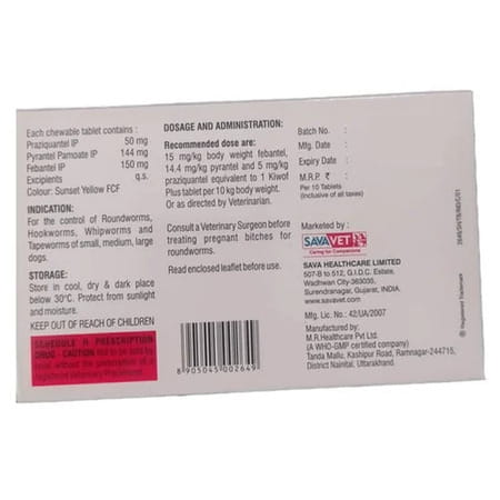 Savavet Kiwof Plus Dog Deworming Tablet | Pack Of 10