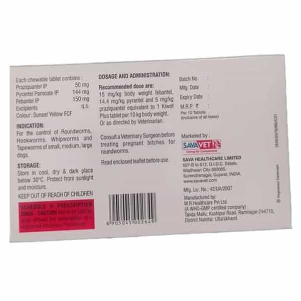 Savavet Kiwof Plus Dog Deworming Tablet | Pack Of 10