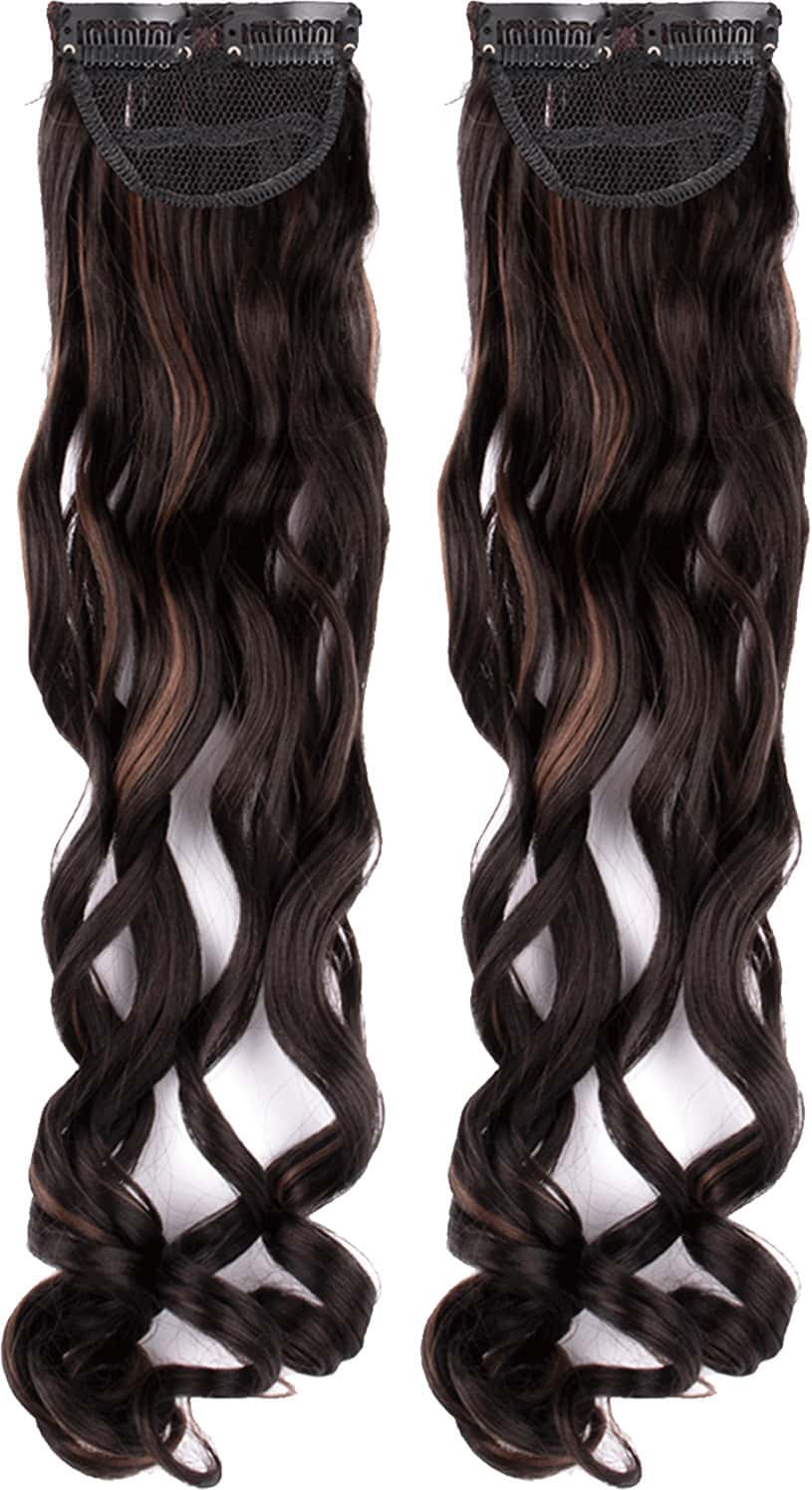 Streak Street Clip-In 20" Curly Dark Brown Side Patches With Copper Highlights (2pcs Set)