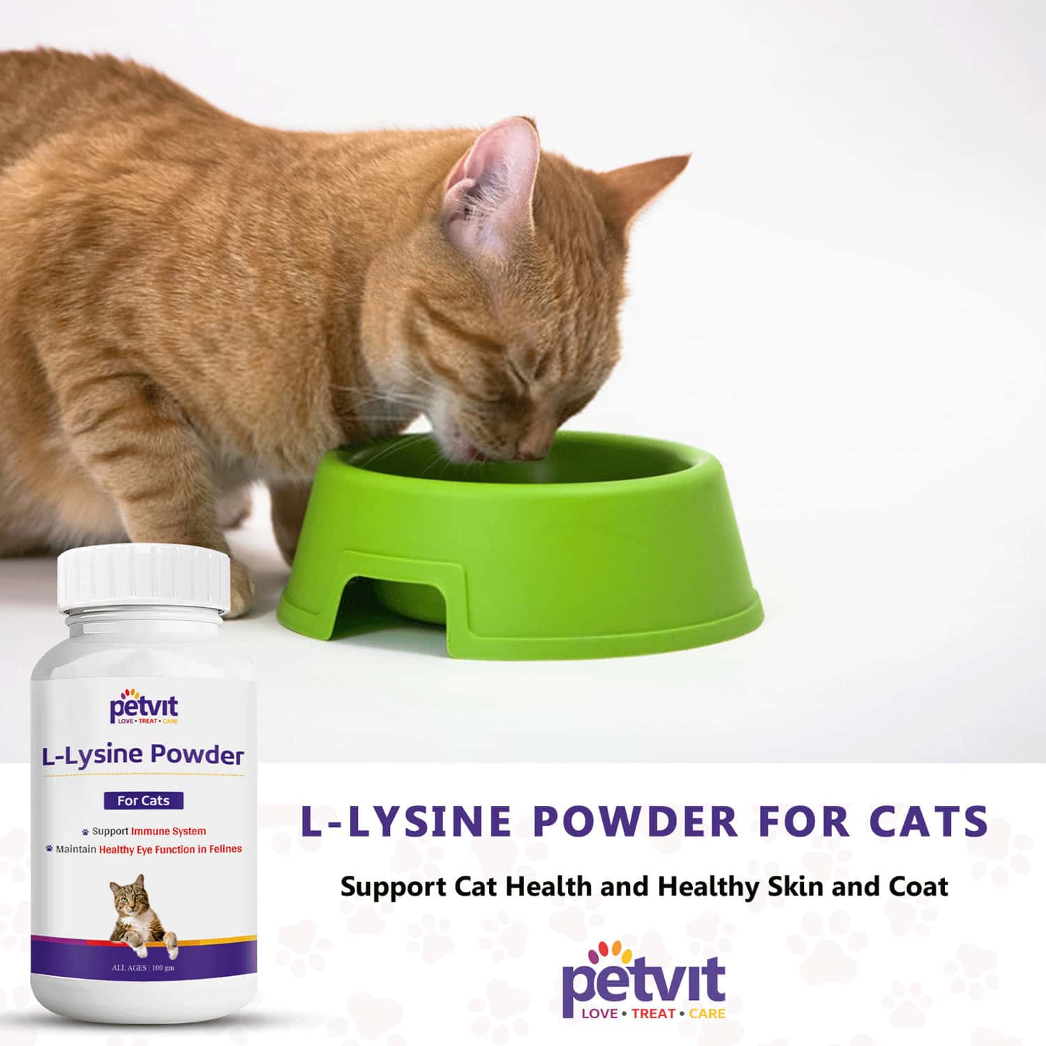 Buy PETVIT LLYSINE POWDER FOR CATS FOR ALL AGE GROUP OF CATS 100 GM