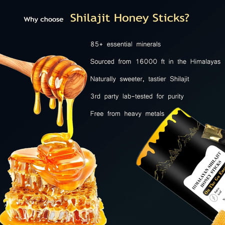 Amocare 400mg Shilajit Honey Sticks | Energy & Immune Boost | 75%+ Fulvic Acid | Natural Sugar - 30n