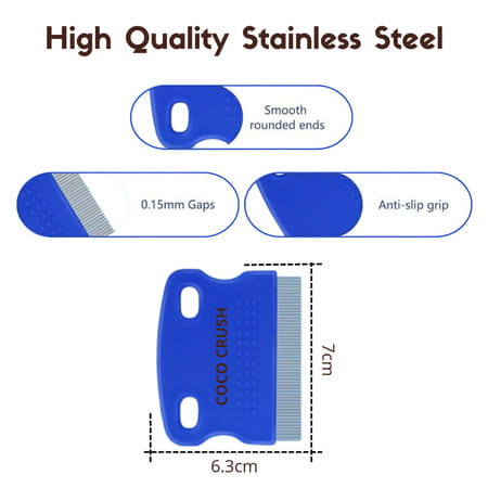 Coco Crush Lice & Nits Removal Fine-Tooth Comb: Close-Set | Gentle Grip |100% Stainless Steel - 1n