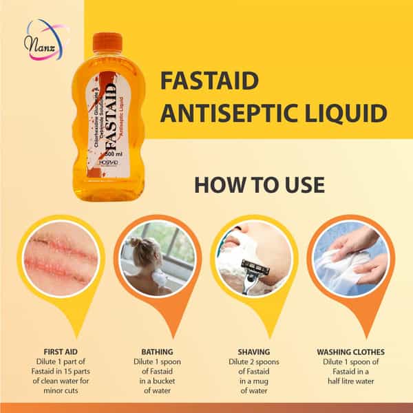 Fast Aid Antiseptic Liquid For First Aid | Surface Disinfection | Personal Hygiene (500Ml Pack Of 2)