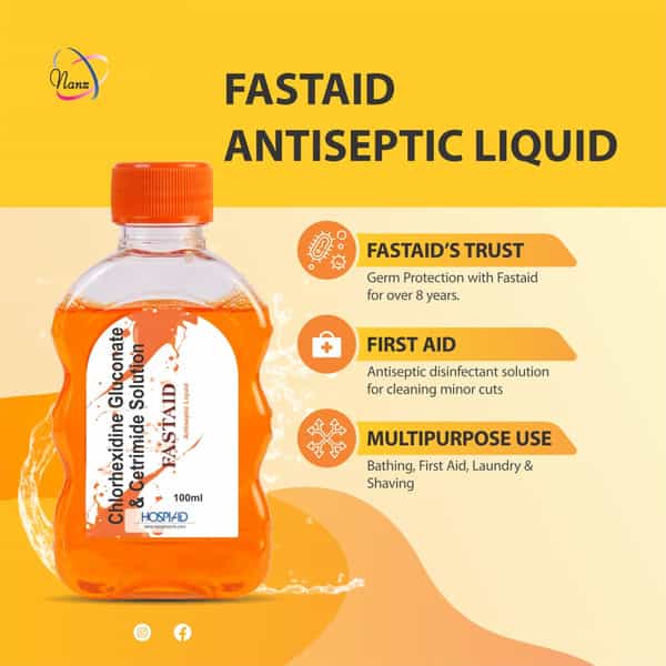 Fast Aid Antiseptic Liquid For First Aid | Surface Disinfection | Personal Hygiene (500Ml Pack Of 2)