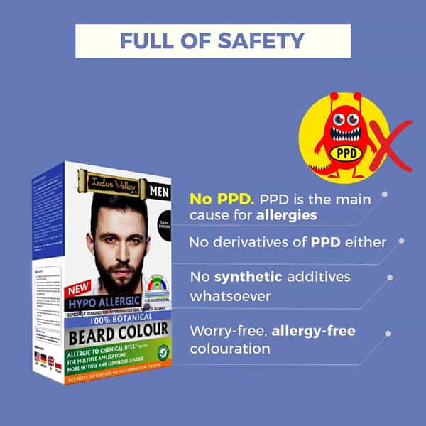 Indus Valley Men Hypo Allergic Beard Colour Dark Brown-115G