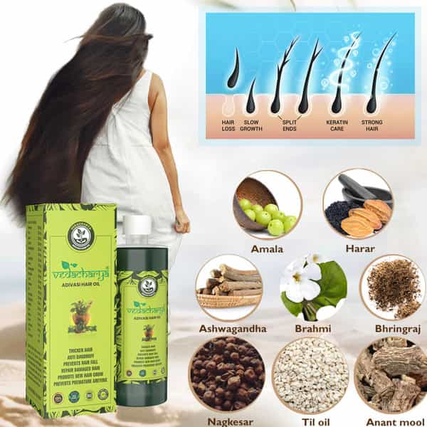 Deemark Adivasi Hair Oil For Hair Growth & Control Hair Fall | Reduce Split Ends Hair Oil (100Mlx2)