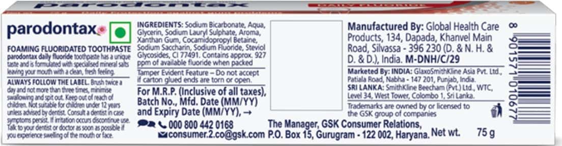 Buy PARODONTAX DAILY FLUORIDE TOOTHPASTE FOR DAILY PROTECTION AGAINST 