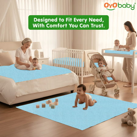 Oyo Baby Waterproof Bed Protector Baby Dry Sheet Medium Sea Blue (70 Cm X 100 Cm)