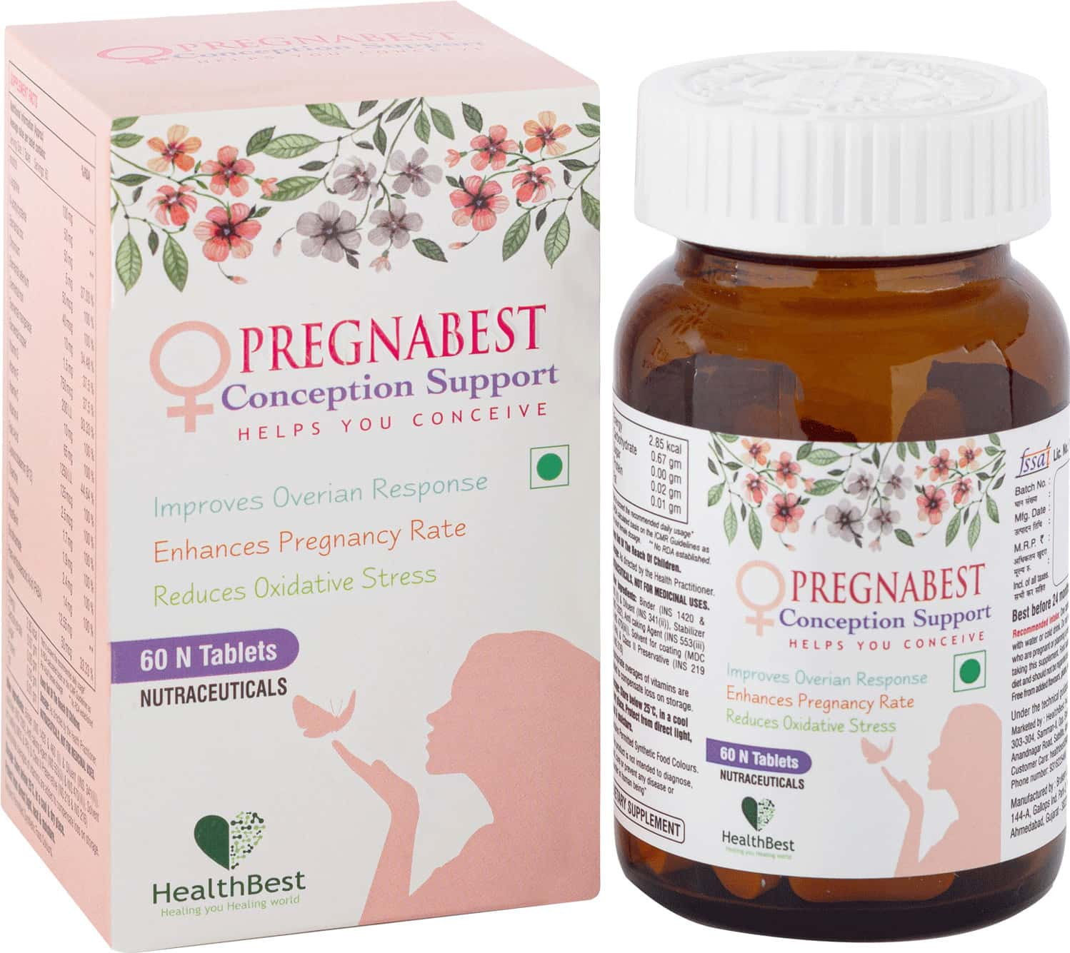 Healthbest Pregnabest Conception Support Tablets|enhance Pregnancy Rate|women|60 Tablets