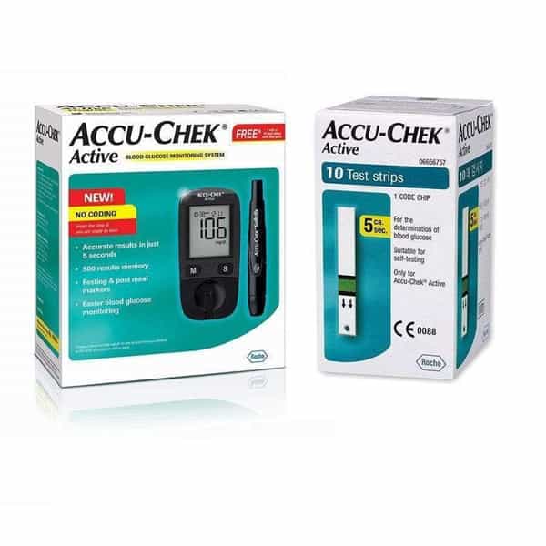 Accu-Chek Active Blood Glucose And Lancing Device | Glucometer | Free 50 Test Strips
