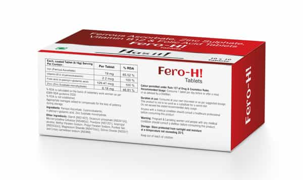 Has It Fero Hi | Iron And Folic Acid Tablet To Manage Iron Deficiency | Pack Of 100 Tablets