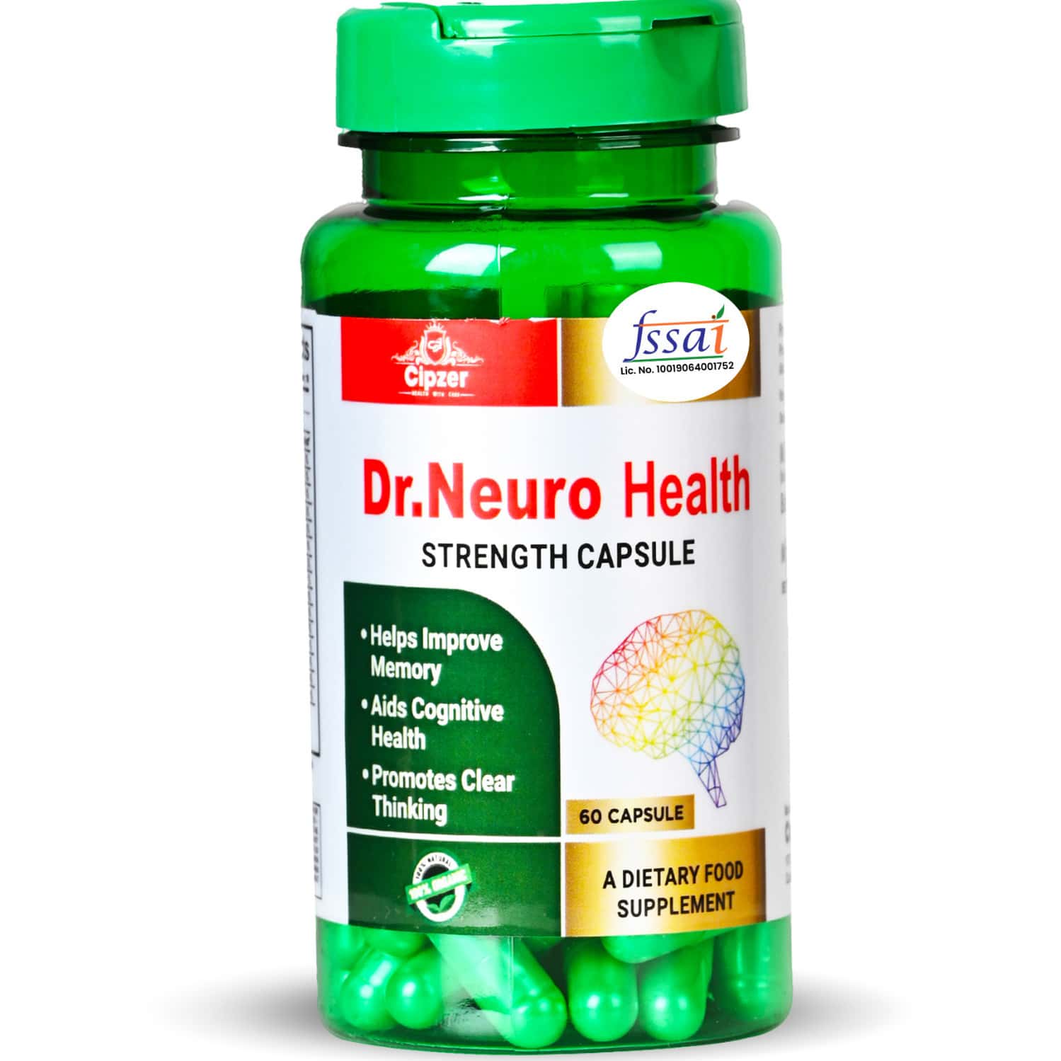 Cipzer Dr Neuro Health Capsule Keep Your Mind Sharp & Focused Our Brain-Boosting Formula-60 Capsule