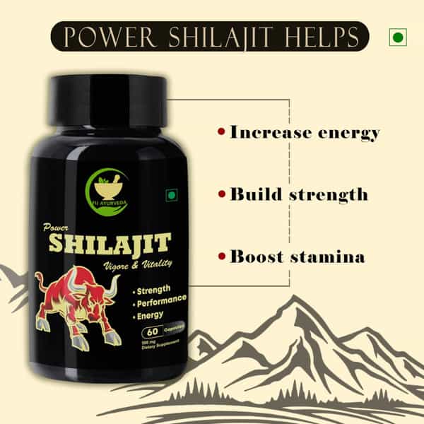 Fij Ayurveda Power Shilajit/Shilajeet Extract Capsule For Stamina & Energy - 60 Capsules