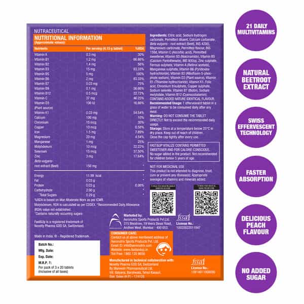 Fast&Up Vitalize - Immunity Essential Multivitamin For Men & Women (3 X 20 Tablets)