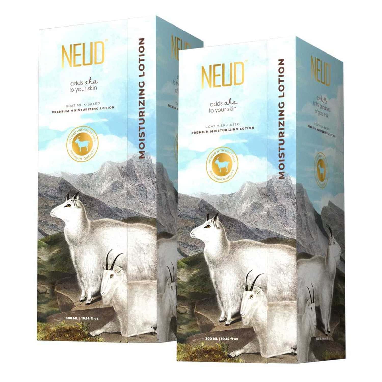 Neud Goat Milk Premium Moisturizing Lotion For Men & Women - 2 Packs (300ml Each)