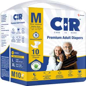 Cir Diaper | Adult Diaper | Medium | Premium Tape Style | Waist (28"-44")| Pack Of 1 (10 Units)