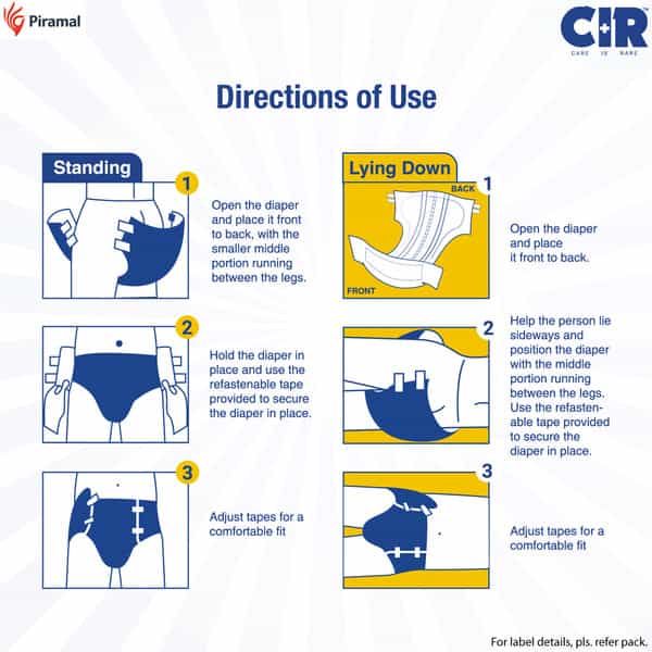 Cir Diaper | Adult Diaper | Medium | Premium Tape Style | Waist (28"-44")| Pack Of 1 (10 Units)
