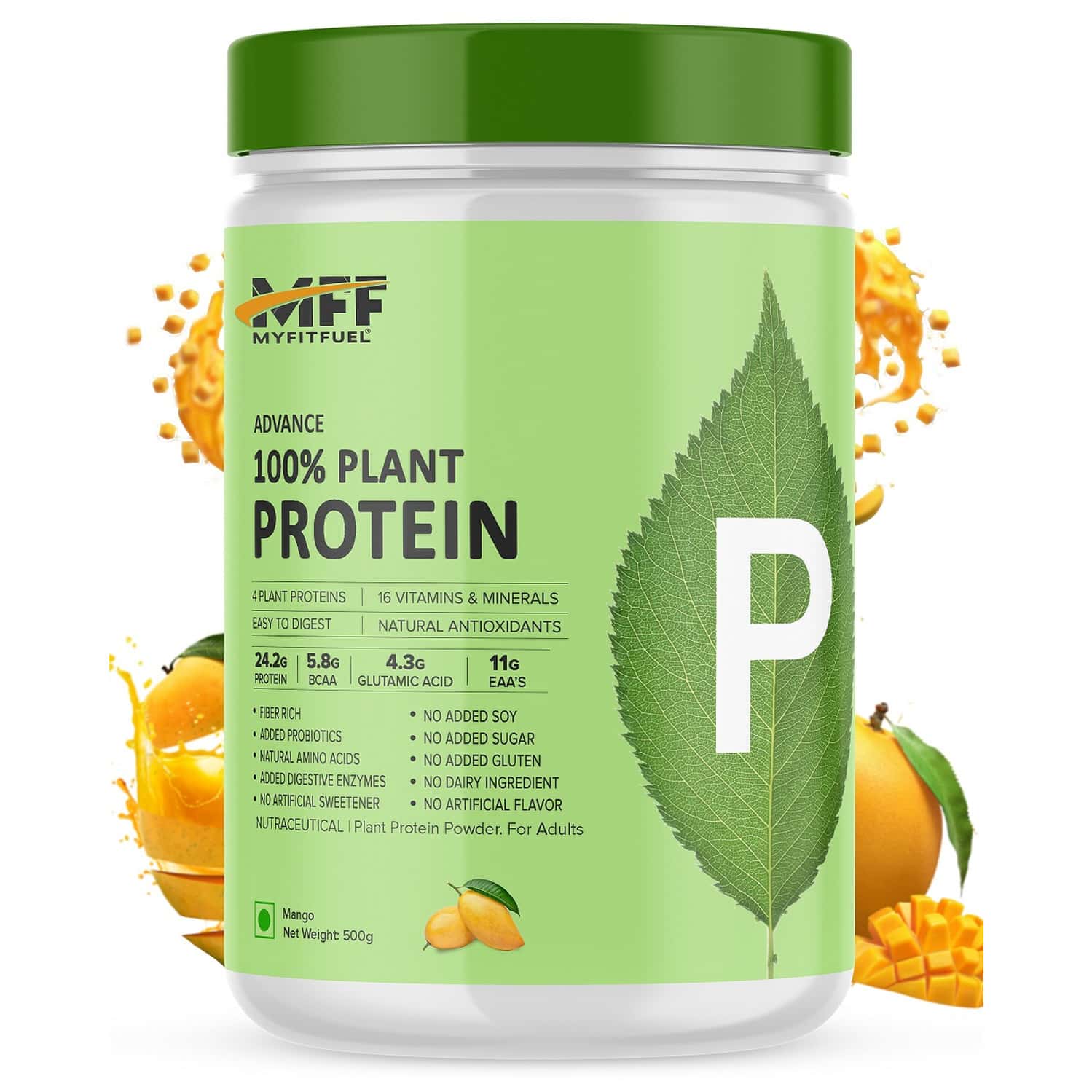 Myfitfuel Advance 100% Plant Protein (4 Proteins | 16 Vitamins Minerals | Easy To Digest) 500g Mango