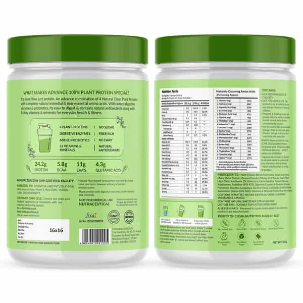 Myfitfuel Advance 100% Plant Protein (4 Proteins | 16 Vitamins Minerals | Easy To Digest) 500G Mango