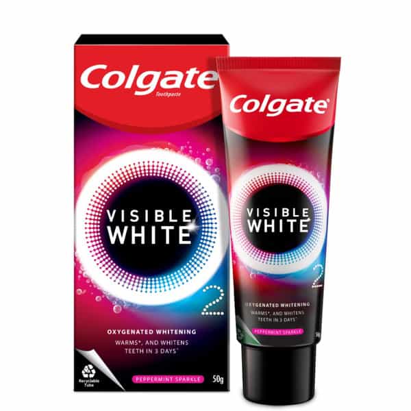 Colgate Visible White O2 50G Teeth Whitening Toothpaste | Peppermint Sparkle