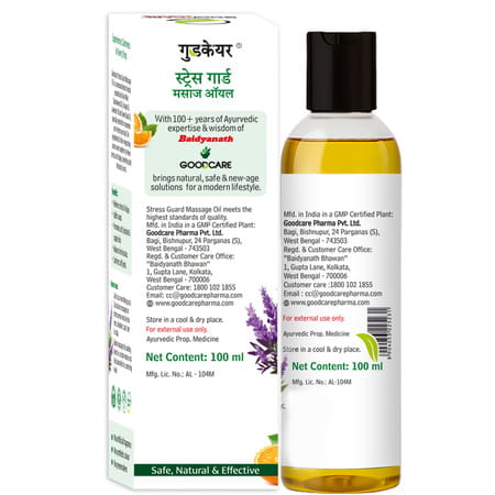 Goodcare Stress Guard Oil 100Ml | Lavender | Tulsi & Orange | Relieves Stress | Soothes Muscles