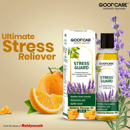 Goodcare Stress Guard Oil 100Ml | Lavender | Tulsi & Orange | Relieves Stress | Soothes Muscles