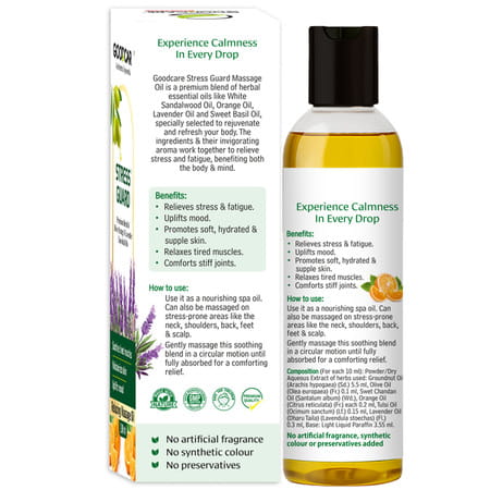 Goodcare Stress Guard Oil 100Ml | Lavender | Tulsi & Orange | Relieves Stress | Soothes Muscles