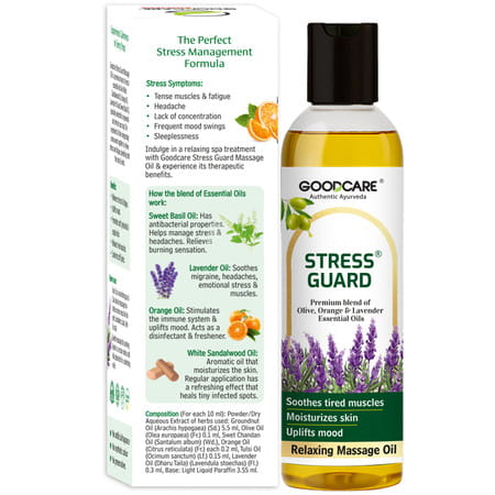 Goodcare Stress Guard Oil 100Ml | Lavender | Tulsi & Orange | Relieves Stress | Soothes Muscles