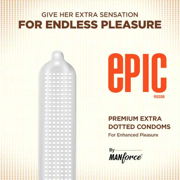 Manforce Epic Passion Extra Dotted Fruit Punch Flavour Premium Condoms With Disposable Pouch- 10'S