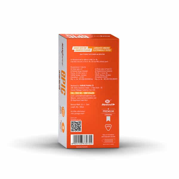 Manforce Epic Passion Extra Dotted Fruit Punch Flavour Premium Condoms With Disposable Pouch- 10'S