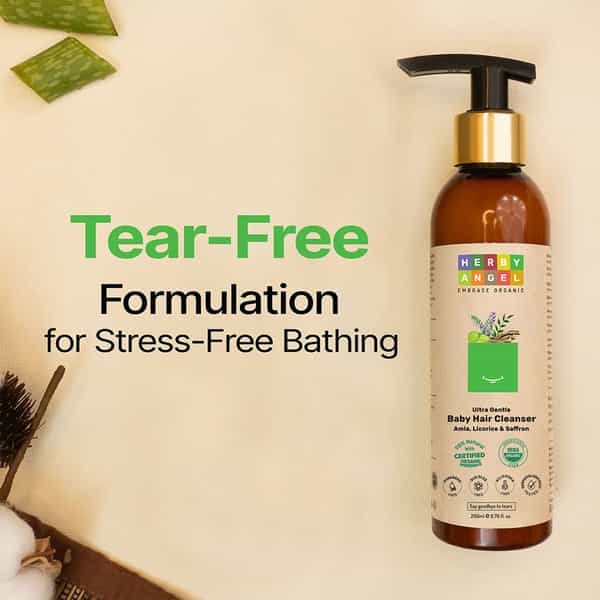 Herby Angel Ultra Gentle Baby Hair Cleanser For Babies | Sls- Free Shampoo - 200Ml