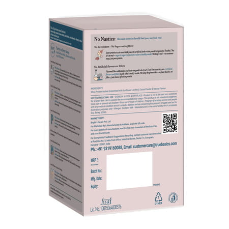 Truebasics Clean Whey 100% Protein Isolate Powder (Chocolate | 34gx5) | 28g Protein Per Sachet