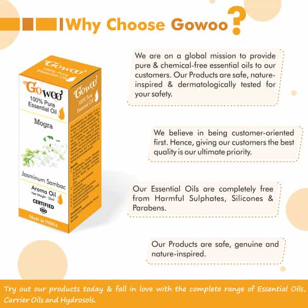 Go Woo 100% Pure Mogra Oil For Hair Skin And Aromatherapy 30 Ml